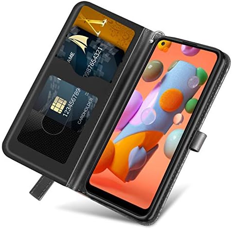 Gopirus Samsung Galaxy A11 Cüzdan Kılıf ile Uyumlu, kabartmalı Ağaç PU Deri Flip Folio Kılıf Kart Sahipleri ile Kickstand