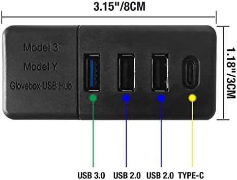 SHINA Tesla Modeli 3 / Y USB Hub Tesla Aksesuarları Tesla USB Hub 4 in 1 Bağlantı Noktaları için Uyumlu Model 3 Model