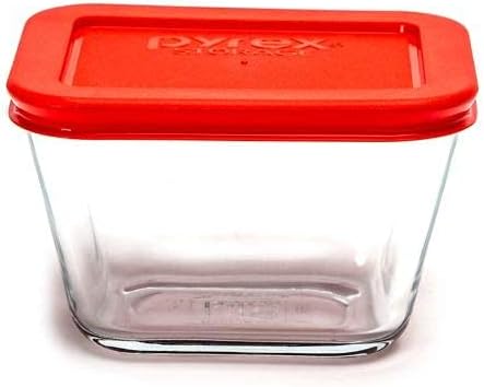 Pyrex Sadece Mağaza 6.5-Fincan/1.5 L Büyük Kare WPC-Kırmızı Saklama Kabı-2'li Paket