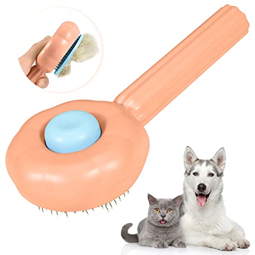 OurMiao Ayçiçeği Kedi köpek fırçası Dökülme, Kendi Kendini Temizleyen Slicker Fırça, evcil hayvan bakım fırçası Kısa