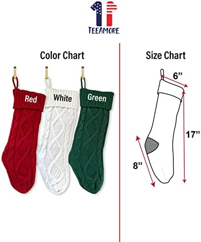 TEEAMORE Örgü Noel Çorap Örme Kırmızı Yeşil Beyaz Noel Çorap yılbaşı dekoru Hediye Tatil için 3 Set