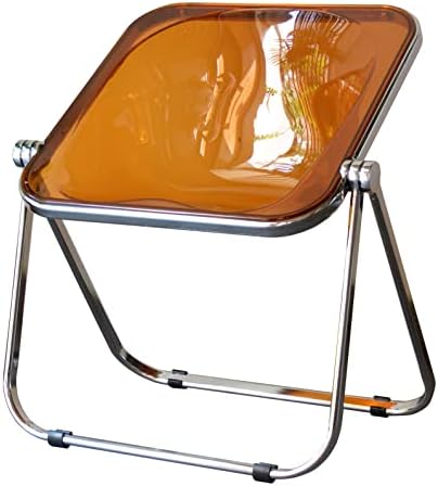 DIYHD Şeffaf Karamel Şeffaf Arkalığı Katlanır Sandalye Oturma Odası Shink-in Koltuk Krom Çerçeve (1, Karamel Şeffaf)