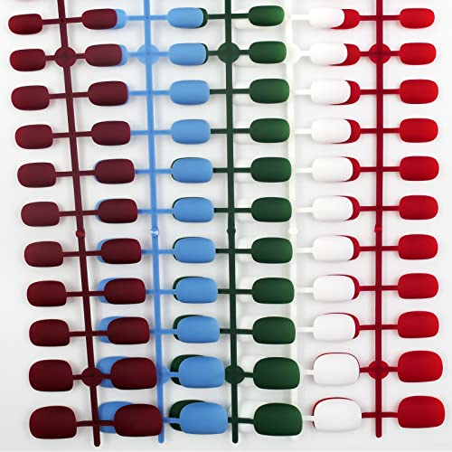 240 adet Çocuklar Kısa Kare Mat Basın Çivi Yuvarlak Düz Yanlış Çivi 10 Renk Renkli Yapay Tırnaklar Manikür Tasarım