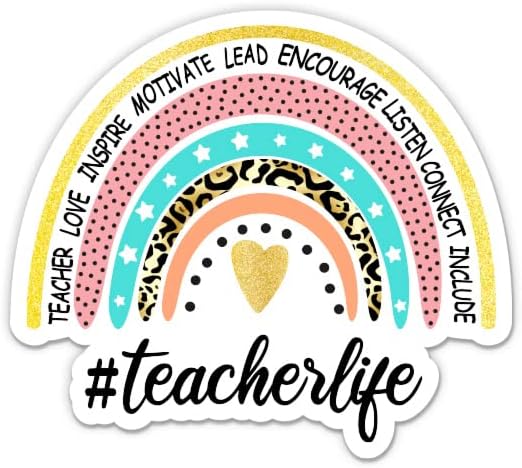 Öğretmen Hayat Sevimli Gökkuşağı Etiket-5 laptop etiketi - Su Geçirmez Vinil Araba, Telefon, Su Şişesi - teacherlife