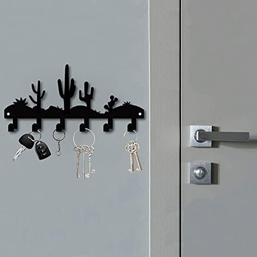 CREATCABİN Kaktüs Metal Anahtar Tutucu Askı Organizatör Raf Duvara Monte Dekor Dekoratif Giriş Kapısı için 6 Kanca