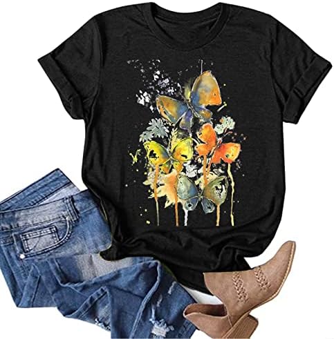 Bayan kısa Kollu tişört Sonbahar Yaz 2023 Giyim Moda Ekip Boyun Pamuk Grafik Bluz Tee Bayanlar için B2 B2