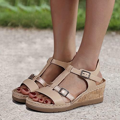 Platform sandaletler Kadın Tıknaz Topuk Yuvarlak / Kare Ayak Blok Topuklu Toka Kayış Boho plaj sandaletleri Tatil