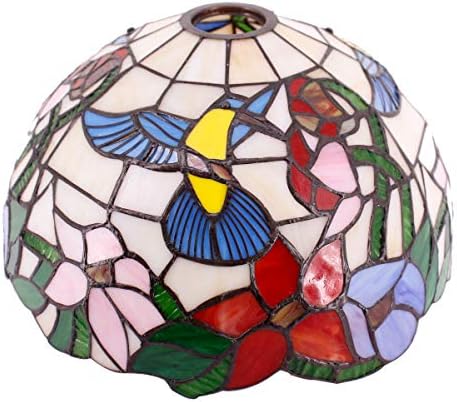 WERFACTORY Tiffany lamba Gölge Değiştirme 12X12X6 İnç Krem Kehribar Vitray Hummingbird Abajur Sadece Kemerli Zemin