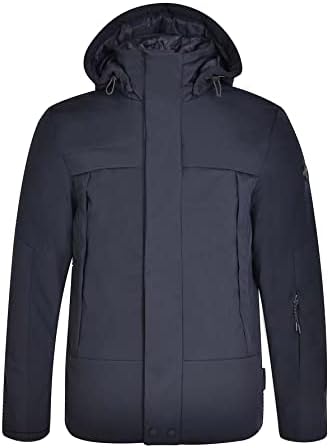 OSHHO Ceketler Kadınlar-Erkekler için Zip Detay İpli kapşonlu uzun kaban (Renk: Lacivert, Boyut: X-Large)