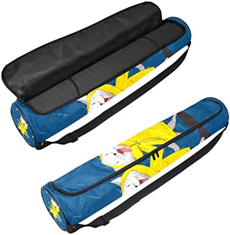Kedi Mavi Yoga Mat Taşıma Çantası Omuz Askısı ile Yoga Mat Çantası Spor Çanta Plaj Çantası
