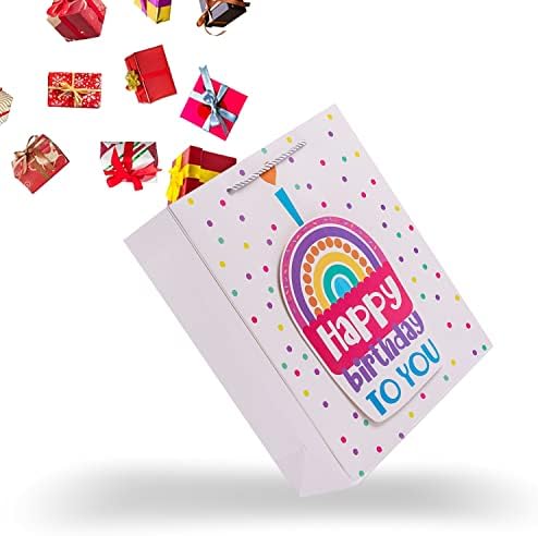 Fil-paket 12.6 Kartlı ve Kağıt Mendilli Büyük Hediye Çantası-Bebek için Doğum Günün Kutlu Olsun Hediye Çantası (Renkli