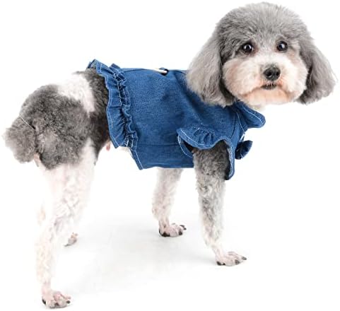 Ranphy Küçük Köpek Koşum Kız Elbise evcil hayvan yeleği Koşum Köpek Denim Gömlek Doggie Kedi Yaz Kıyafeti Ruffles