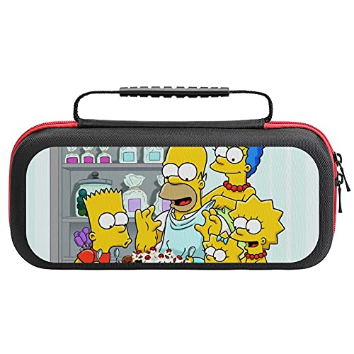 Simpsonlar Anime Çantası, Switch Lite Konsolu ve Aksesuarları için Switch Seyahat Taşıma Çantası, 10 Oyun Kartı Cebi