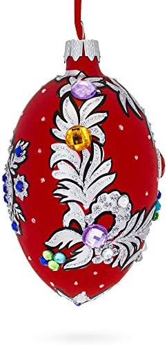 Floransa Tasarımcı Mücevherli Kolye Kolye Cam Yumurta Noel Süs 4 İnç