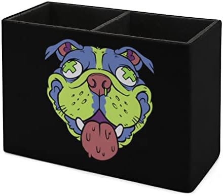 Renkli Köpek Kafası PU Deri Kalem Sahipleri Çok Fonksiyonlu Masaüstü Kalem Kupası Konteyner Depolama Organizatör