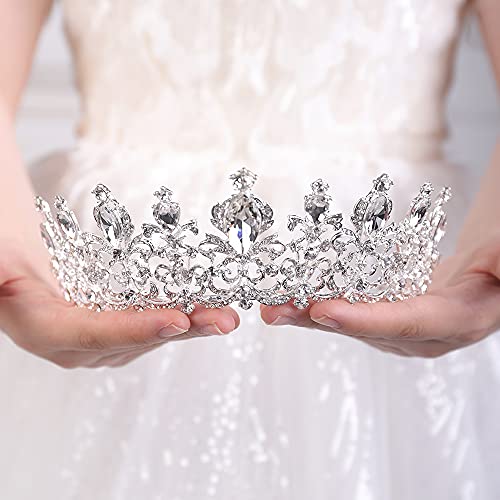 JWICOS Kristal Prenses Tiara Cadılar Bayramı Kostüm Grad Taç Tiara Kadınlar için (Gümüş)