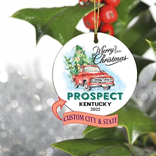 Merry Christmas 2022 Süs Ağacı İlk 1. Tatil Prospect Kentucky Eyaletinde Yaşamak Süs Özel Şehir Devleti - Hatıra