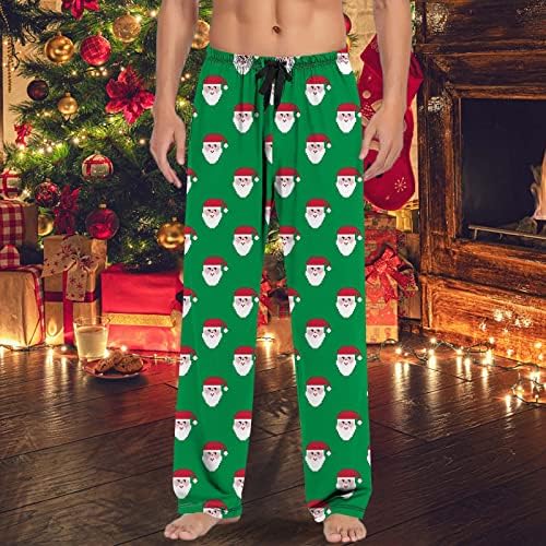 Noel Pijama Pantolon Erkekler için Orta Bel Ren Geyiği Grafik dinlenme pantolonu Rahat Rahat İpli Pijama Pantolon