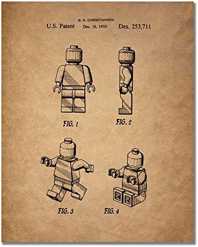 Lego Patent Sanat Baskıları-4 Fotoğraflı Set-Oyuncak Oyun Odası Duvar Dekoru
