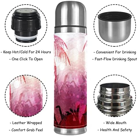 Palmiye Vakum Yalıtımlı Paslanmaz Çelik Termos Şişeler 16oz, Yeniden Kullanılabilir Sızdırmaz BPA İçermeyen Su Şişesi,