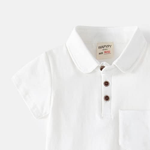 Çocuklar Bebek Çocuk Yürüyor Bebek Erkek Gömlek Katı Kısa Kollu Cep T Shirt Bluz Üstleri Kıyafetler Erkek Kazak
