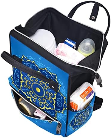 Mavi ve Altın Mandala Desen bebek bezi çantası Sırt Çantası Bebek Bezi Değiştirme Çantaları Çok Fonksiyonlu Büyük