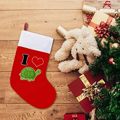 Kaplumbağaları Seviyorum Noel Çorapları Kırmızı Kadife Beyaz Şeker Çanta Noel Süslemeleri ve Aile Partisi Aksesuarı