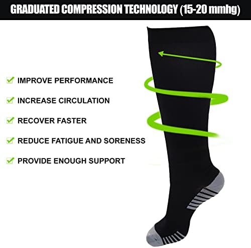 Dingcooler 3 Paket Geniş Buzağı varis çorabı Kadınlar ve Erkekler için 15-20 mmhg, artı Boyutu Diz Yüksek Atletik